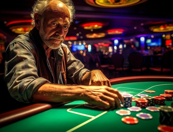 Meja blackjack live dengan dealer dan antarmuka taruhan di androeed